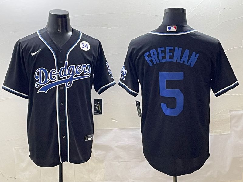 Men 2025 Los Angeles Dodgers #5 Freeman Black Three generations Fashion Nike MLB Jersey style 6